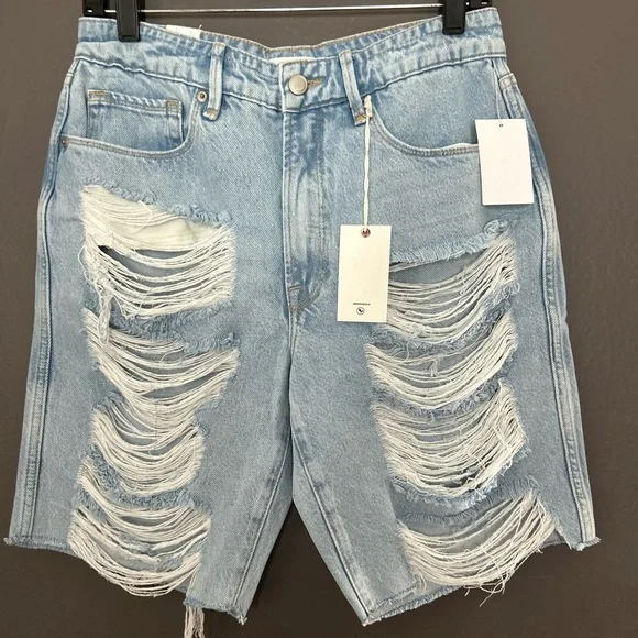 GOOD AMERICAN NWT Jean Shorts thighs distressing. - Picture 8 of 8